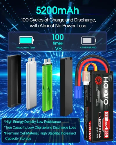 Miniatura 4 de HOOVO 3S 11.1V 80C 5200mAh RC Lipo - Carcasa rígida con conector EC5 para coche a control remoto, barco, camión, heli, avión, UAV, dron, FPV Racing