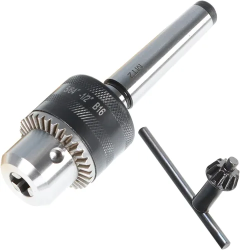 Portabrocas para torno, mandriles de taladro súper resistentes de 5/64 a 1/2 pulgada con llave de mandril y vástago MT2, 2 ejes cónicos Morse (B16)
