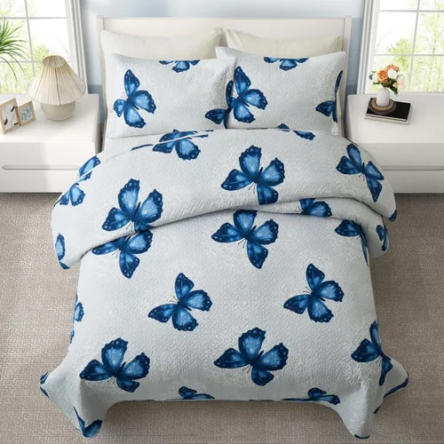Miniatura 2 de ARTALL - Juego de edredón de 2 piezas con estampado de mariposas, de microfibra suave y ligera, colcha para cama, manta con funda de almohada