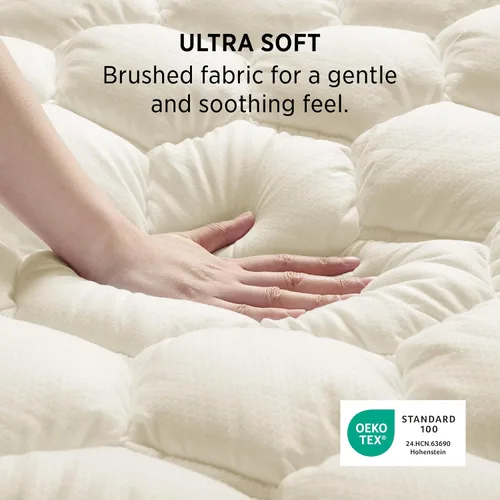 Miniatura 2 de Bedsure Protector de colchón beige individual XL – Cubrecolchón suave para dormitorio universitario, protector de cama individual extra largo