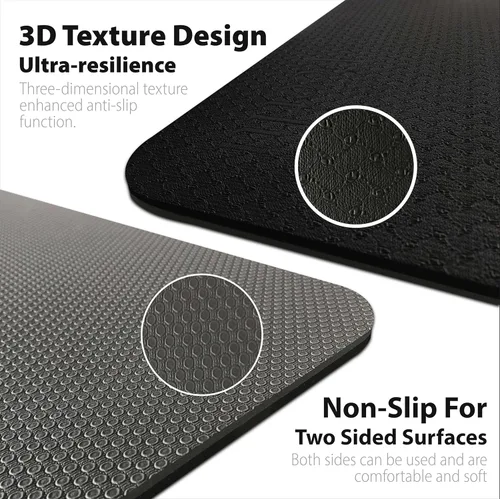 Miniatura 3 de Tapete de yoga para ejercicios extra grueso con correa - 2/5 pulgadas (10 mm), tapete antideslizante para entrenamiento de yoga, pilates y Negro