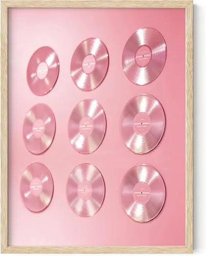 Haus & Hues - Póster con CDs para decoración de habitación artística color rosa rubor de los años ´90, pósteres VSCO para habitación estética, CD