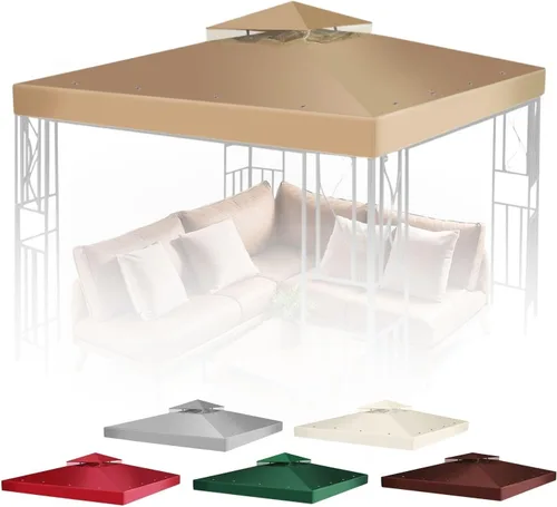 Miniatura 11 de Flexzion Cubierta de repuesto para toldo de 8 x 8 pies (7.9 ft x 7.9 ft), cubierta superior de doble nivel con protección UV30+, resistente a