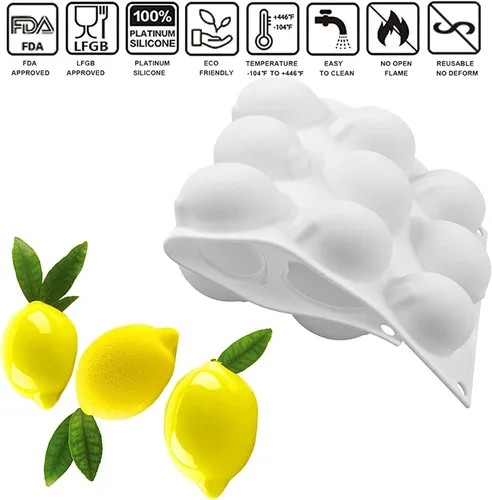 Miniatura 6 de OCPO KITCHEN Molde de silicona para hornear en forma de limón, molde de mousse para pastel, caramelo, chocolate, postre, pastelería, helado, pudín