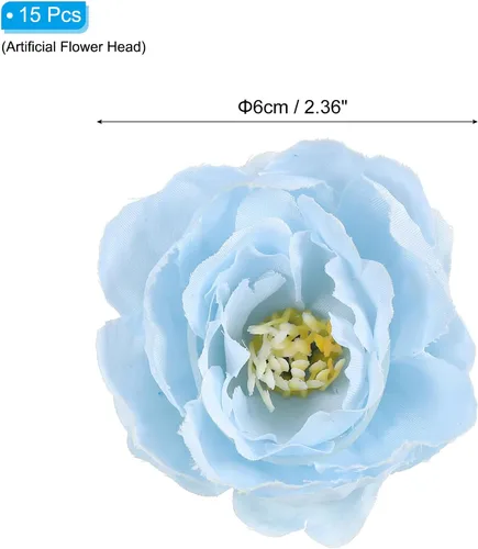 Miniatura 2 de PATIKIL Cabeza de flores artificiales, 15 cabezas de flores falsas, cabezas de peonía de seda a granel, flores de simulación para ramos de flores