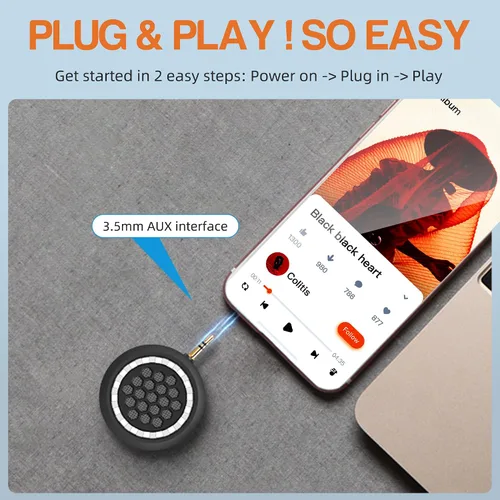 Miniatura 5 de Altavoz Mini Portátil, Altavoz Móvil de 3W con Entrada de Línea para Teléfonos Inteligentes/Tabletas/Computadoras con Interfaz de Audio AUX de 3.5mm