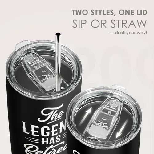 Miniatura 5 de SANDJEST Regalos de jubilación para compañeros de trabajo, colegas – The Legend Has Retired Tumbler – Regalos de cumpleaños, Navidad, feliz 2-Retiro