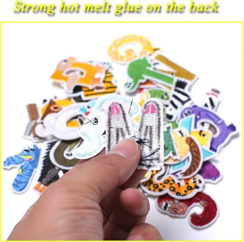 Miniatura 3 de Harsgs 72 unidades de parches bordados para planchar con letras y números de animales, parches bordados con letras A-Z y números 0-9