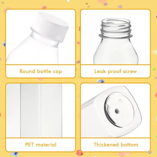Miniatura 3 de Honeydak Paquete de 24 botellas sensoriales vacías, botellas de plástico transparente de 12 onzas con tapas blancas para manualidades sensoriales