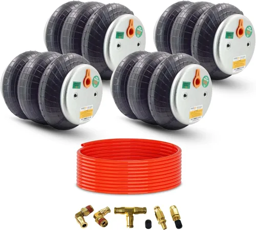 Miniatura 9 de TORQUE Paquete de 2 Resortes Neumáticos Universales Bolsa de Aire Repuesto 1/2" NPT Puerto Único Doble Fuelle Estándar 2600 libras con Línea de Aire