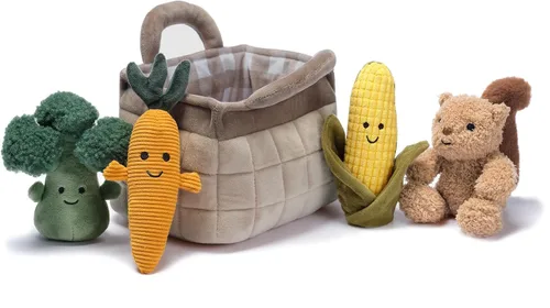 Miniatura 4 de Lambs & Ivy Conjunto de Juego de Cesta de Verduras de Felpa con Juguetes de Verduras Rellenas Interactivos