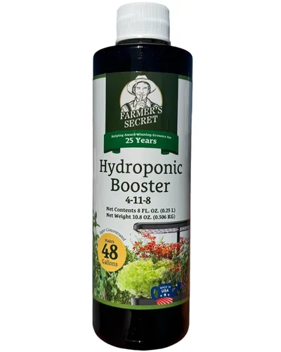 Farmer's Secret Fertilizante hidropónico Booster - Fórmula súper concentrada 4-11-8 - Uso con cualquier sistema hidropónico o aeropónico - Ideal