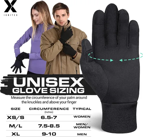 Miniatura 7 de Running Glove Liners - Thermal Black Winter Gloves for Men & Women - Thin, Lightweight & Warm Cold Weather Gloves for Cycling, Driving, Outdoor