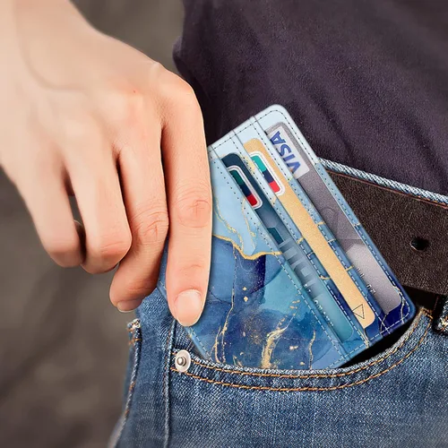 Miniatura 52 de Fintie Billetera delgada y minimalista para bolsillo frontal, con bloqueo RFID, tarjetero y ventana de identificación, para hombre o mujer