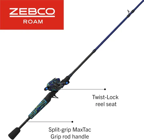 Miniatura 6 de Zebco Roam Baitcast - Combo de carrete y caña de pescar, caña de fibra de vidrio de 6 pies y 6 pulgadas, 2 piezas con mango de caña MaxTac de agarre