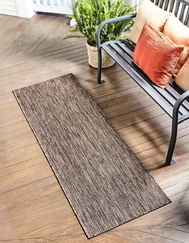 Miniatura 31 de Unique Loom Collection Alfombra de Área Plana Casual de Transición Sólida Jaspeada para Interiores/Exteriores (Pasillo 2' x 6' 1", Azul/Azul Marino)