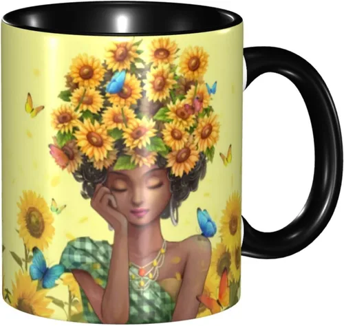 Miniatura 37 de Taza de café, taza de té para mujeres y niñas, taza de diseño único, perfecta para regalos, mujeres afroamericanas afro