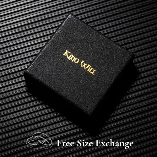 Miniatura 45 de King Will - Anillo antiestrés de acero inoxidable 316L para hombres y mujeres, con cadena decorativa giratoria, 8 mm de ancho, anillo de boda