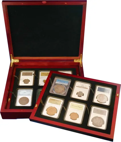 Miniatura 5 de Caja de exhibición de monedas de dos bandejas para cápsulas, certificadas, estilo losa o monedas de desafío, sin bandejas