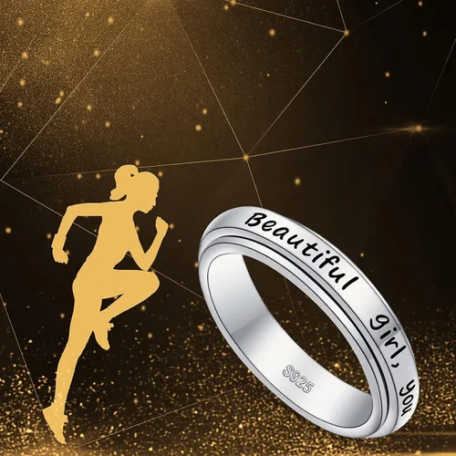 Miniatura 5 de Anillos giratorios de plata de ley S925 para ansiedad, preocupación, aliviar el aburrimiento, TDAH, autismo, banda para mujeres y adolescentes