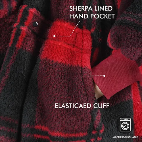 Miniatura 4 de Tirrinia - Manta de tamaño grande de sherpa con capucha, cómoda, regalo para adultos, hombres, mujeres, adolescentes, esposa, novia (rojo)