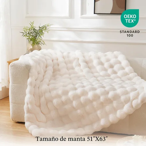 Miniatura 4 de BENVWE Manta de piel sintética para sofá, acogedora manta de felpa suave y gruesa de burbujas para sala de estar, decoración del hogar, regalo