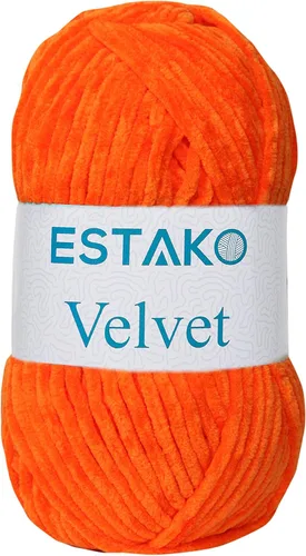 Estako Manta de felpilla de terciopelo amigurumi para tejer y tejer, súper voluminosa, 3.53 oz (132 yardas) (1710 - naranja)