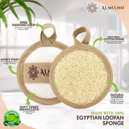 Miniatura 3 de Esponja egipcia natural de primera calidad para ducha y esponjas faciales, esponja exfoliante grande para el cuerpo, pule la piel muerta para una