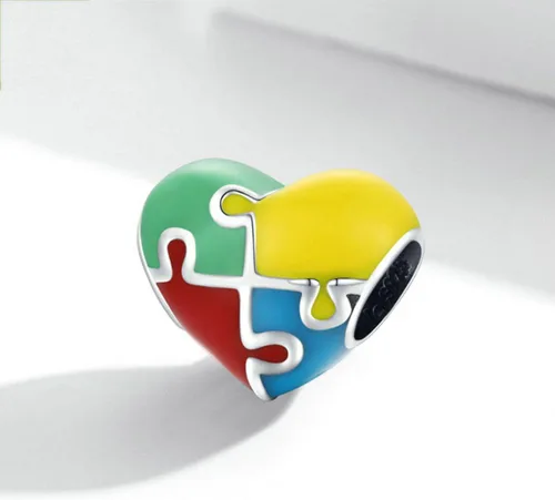 Miniatura 5 de Abalorio de plata de ley 925 con diseño de corazón y piedra natal familiar con dije de corazón para pulsera Pandora