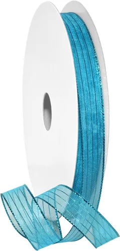 Miniatura 30 de Morex Ribbon Harmony Metallic, envoltura de regalos, decoración de boda, lazos, brillo brillante, 5/8" x 50 yardas, aguamarina
