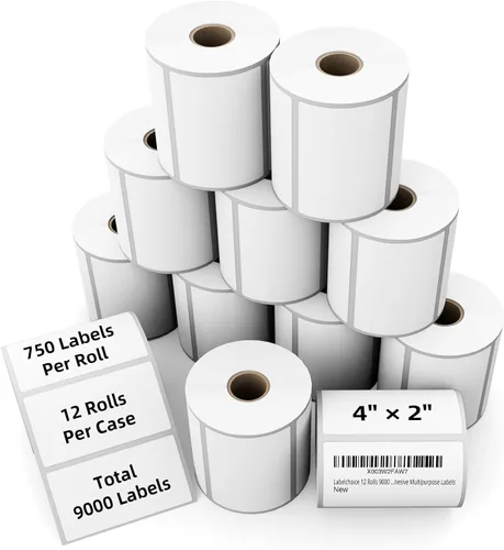 Miniatura 13 de 2000 etiquetas de 4 x 6 pulgadas, 3 pruebas, de grado comercial, plegado en abanico, etiquetas térmicas directas compatibles con cebra, Rollo