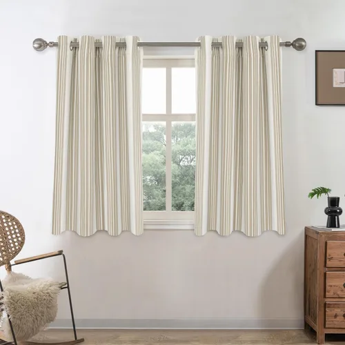 Miniatura 18 de DriftAway Chris Linen - Cortinas opacas con capa térmica y reductora de sonido, 63 pulgadas de largo para dormitorio, cortinas estampadas a rayas