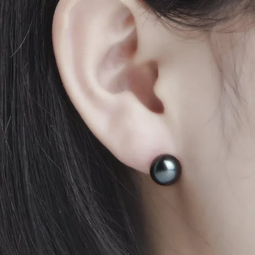 Miniatura 2 de Pendientes de perlas de Tahití para mujer Oro blanco de 18 quilates 0.354-0.394 in Redondo - VIKI LYNN, Oro blanco Perla, Perla