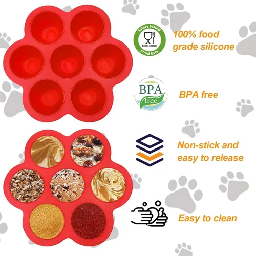 Miniatura 4 de Vodolo Molde de golosinas para perros congelados, pequeño con tapa, moldes de silicona para congelar, golosinas de repuesto para congelar