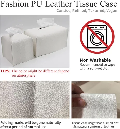 Miniatura 6 de Livelab Funda para caja de pañuelos, cuadrada, decorativa, de piel sintética, soporte para caja de pañuelos moderna, organizador de papel facial