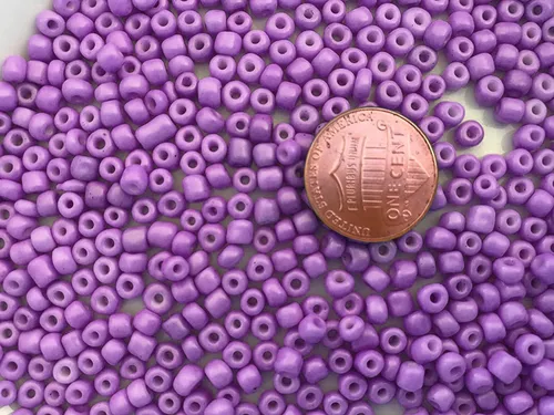 Miniatura 2 de Granos de semillas de vidrio checo grandes: 6/0 1.41 oz / 1.4 oz (morado claro opaco)