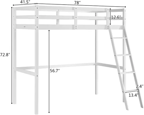 Miniatura 2 de JOYMOR Base de cama alta de madera tamaño individual para niños, jóvenes, adolescentes, adultos, cama individual, no necesita somier, color blanco