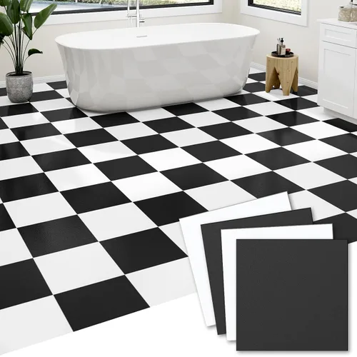 Miniatura 10 de Paquete de 30 azulejos de vinilo con patrón mate de 30 pies cuadrados, autoadhesivos de 12 x 12 pulgadas, para cocina, baño, lavandería, mármol