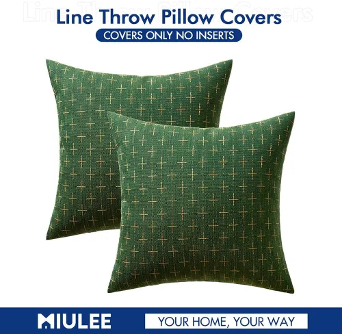 Miniatura 195 de MIULEE - Juego de 2 fundas de almohada decorativas de lino de arpillera navideñas, modernas, estilo campestre, rústicas, tejidas, con textura