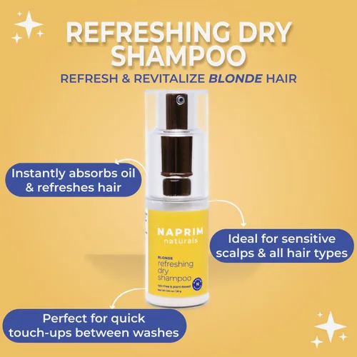Miniatura 2 de Naprim Naturals Champú nutritivo seco en polvo para el cabello rubio, absorción de aceite sin talco para un volumen ligero, sin residuos, protección