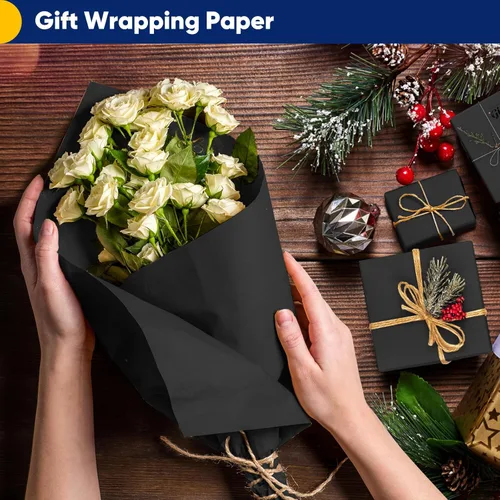 Miniatura 5 de Vanhench Papel de regalo negro de 36" x 1500" (125 pies), rollo de papel kraft de color sólido para tablón de anuncios, construcción de pósteres