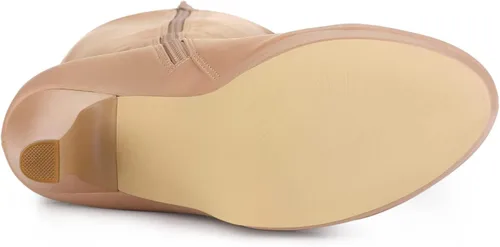 Miniatura 6 de Allegra K Botas altas hasta la rodilla con plataforma de tacón grueso y punta redonda para mujer