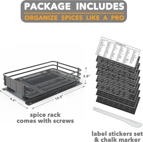 Miniatura 6 de SpaceAid estante organizador de especias para gabinete, organizador de condimentos deslizante y resistente para armarios de cocina, con 415