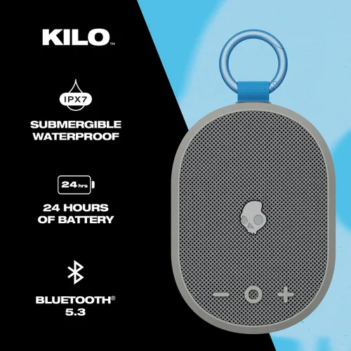 Miniatura 2 de Skullcandy Kilo - Altavoz Bluetooth inalámbrico - IPX7 Mini altavoz Bluetooth impermeable con batería de 24 horas, radiador pasivo de encendido Gris