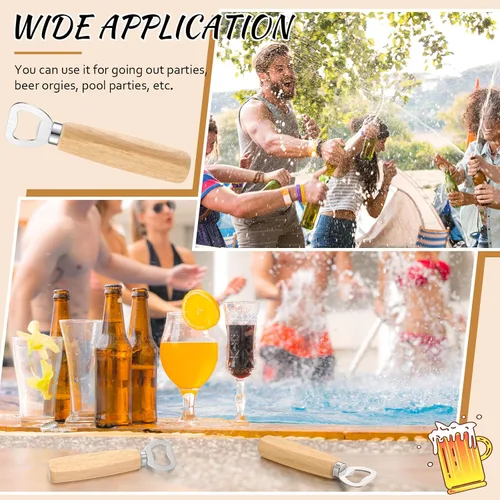 Miniatura 6 de Lounsweer Abrebotellas de vino de madera, 30 piezas, abridor de botellas de acero inoxidable, de mano, resistente, abrebotellas, sidra, grabado