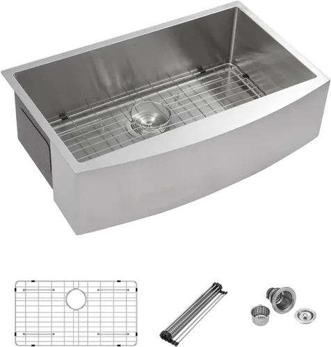 Mocoloo Fregadero de granja de 30 pulgadas de acero inoxidable - Fregadero de cocina de granja de 30x21 pulgadas con delantal frontal, de un solo