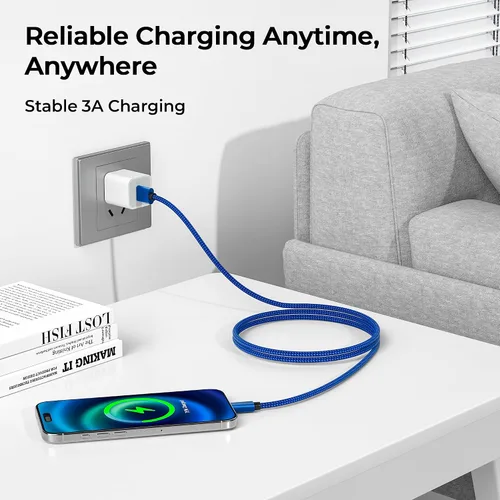 Miniatura 6 de Basesailor Paquete de 2 cables de carga USB tipo C de 6.6 pies, cable de carga para iPhone 16 Pro Max, Kindle Fire HD 7 12th, 10 9th, 8 10th 2020