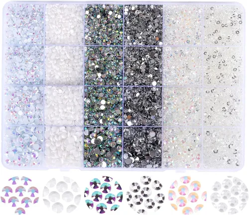 Miniatura 10 de Diamantes de imitación de resina con parte trasera plana, 21000 unidades de piedras preciosas de gelatina que no se calientan, 6