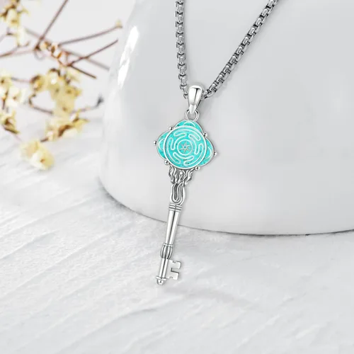 Miniatura 128 de Collar de pentagrama de plata de ley con triple luna, diosa celta, nudo celta, nudo de brujas, Ankh, sol y luna, Hécate, lilith, Santa Muerte