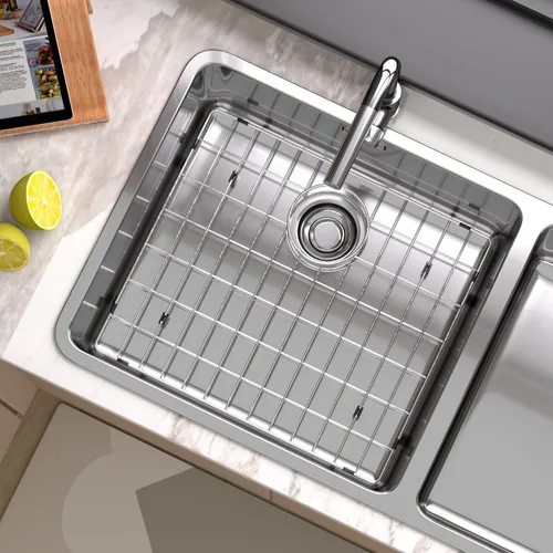 Miniatura 2 de Protectores de fregadero, Rejilla inferior del fregadero de la cocina Acero inoxidable, Rejilla de fregadero Agujero de drenaje trasero